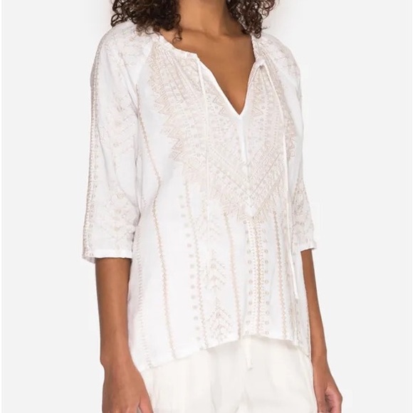 Johnny was white long sleeve embroidered cami peasant blouse - Picture 2 of 7